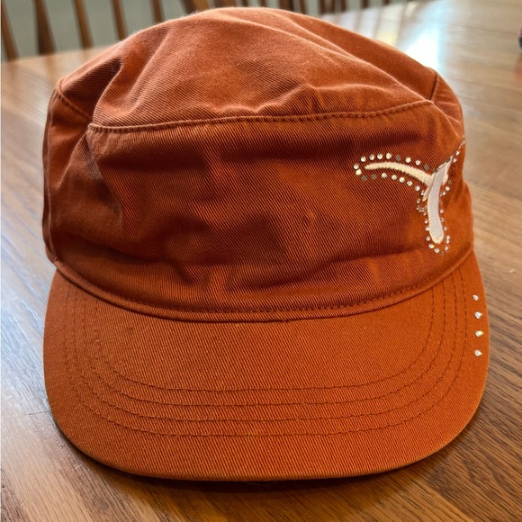 Super cute UT Longhorn rhinestone embroidered newsboy burnt orange cap. - Picture 6 of 7